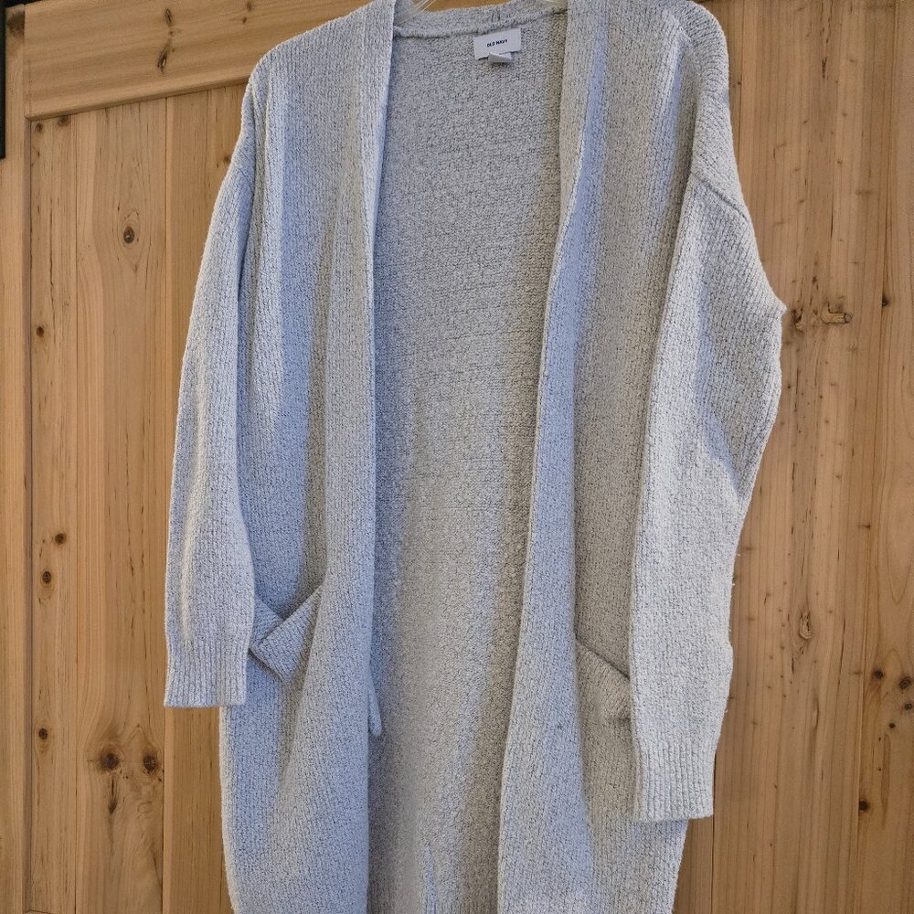 Textured open cardigan